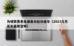 为啥销售老是催着你赶快提车（2023几月买车最便宜呢）